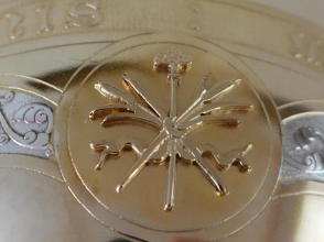 Solid silver gilt antique French Romanesque Chalice.
